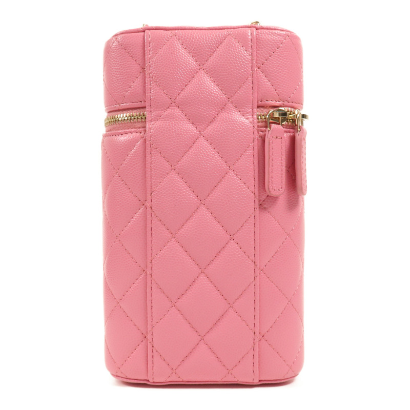 CHANEL 牛皮皮革Phone Bag金扣鏈帶肩背袋-1