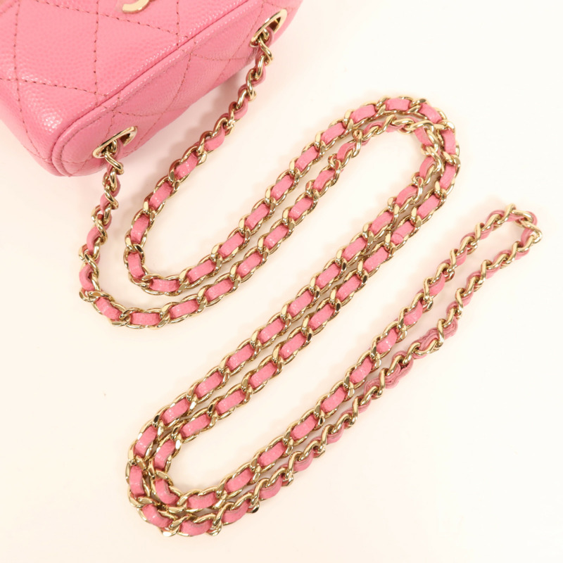 CHANEL 牛皮皮革Phone Bag金扣鏈帶肩背袋-4