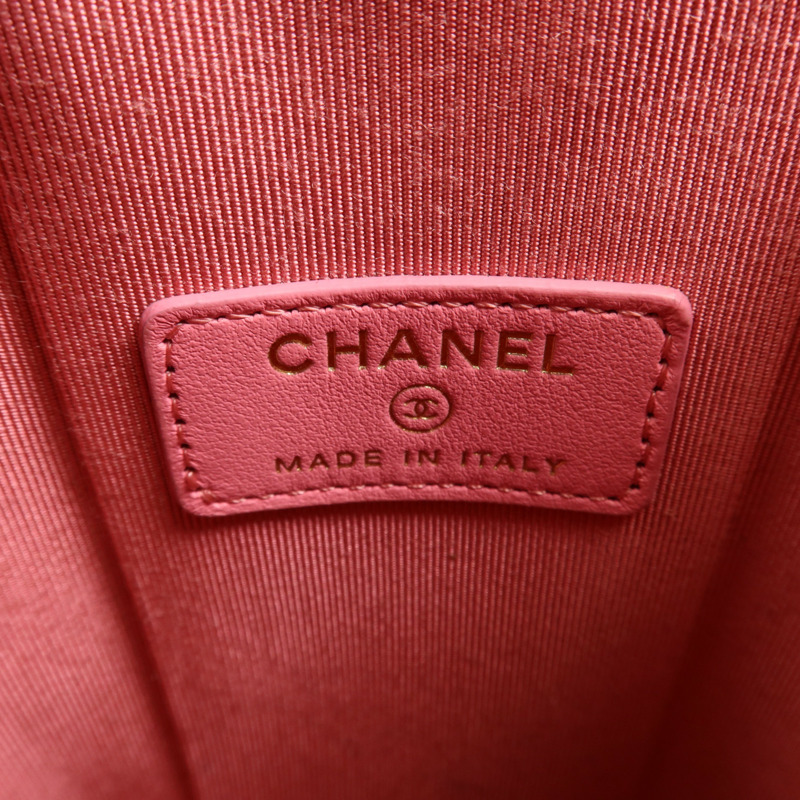 CHANEL 牛皮皮革Phone Bag金扣鏈帶肩背袋-10