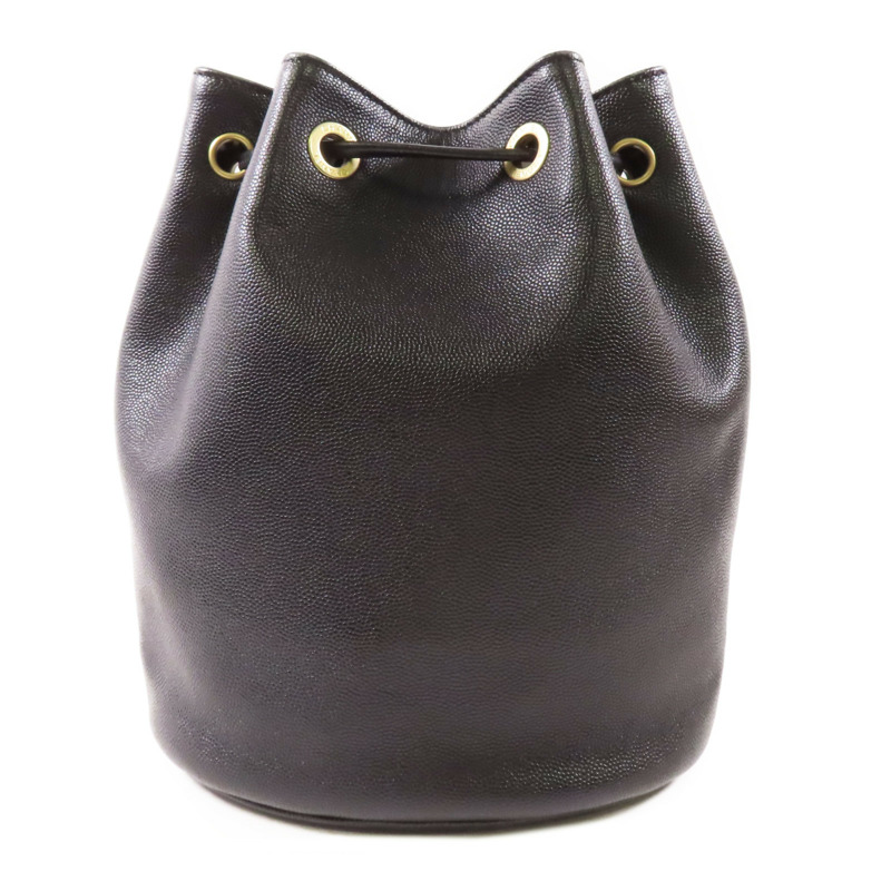 CHANEL 牛皮皮革Drawstring Bucket金扣鏈帶肩背袋-1