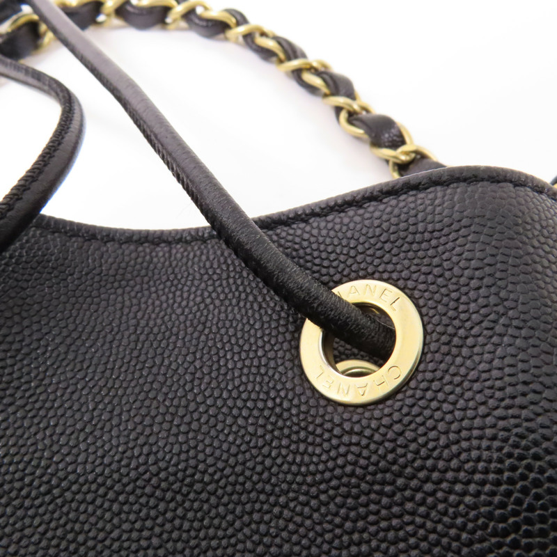 CHANEL 牛皮皮革Drawstring Bucket金扣鏈帶肩背袋-15