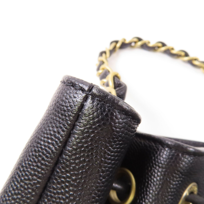 CHANEL 牛皮皮革Drawstring Bucket金扣鏈帶肩背袋-16