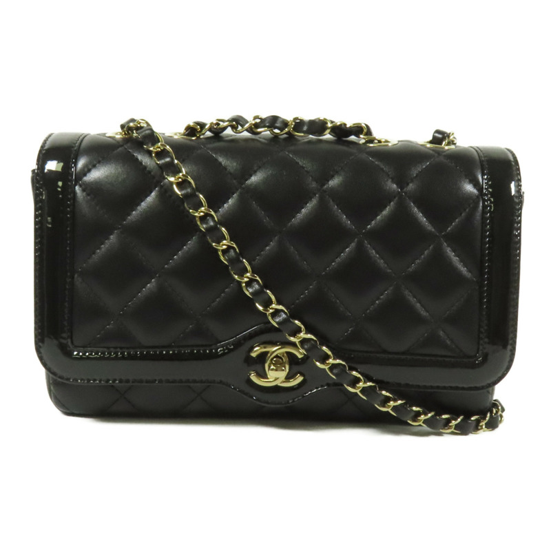 CHANEL 羊皮皮革Chain Shoulder Bag金扣肩背袋-0