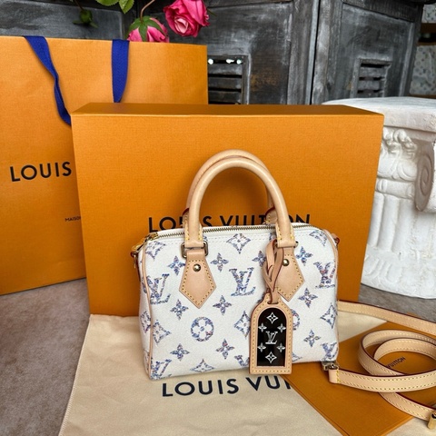 LV Speedy 白牛仔帆布收藏級Speedy20航海系列 ，單寧布单肩、斜挎包