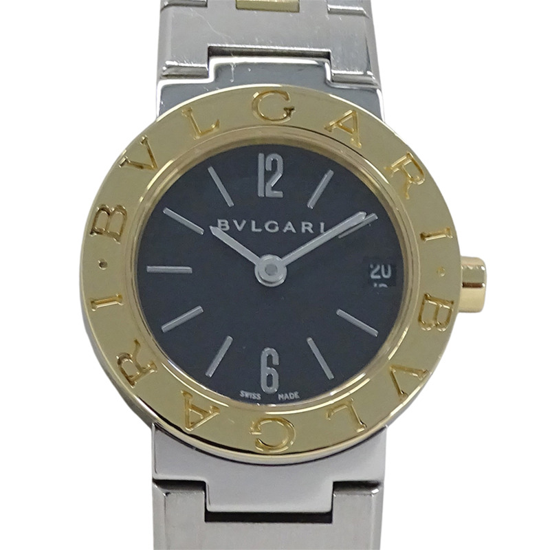 寶格麗女士腕錶，品牌：日期石英QZ不鏽鋼錶殼，金色和黃色BB23SG，拋光-1