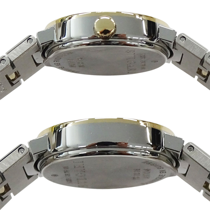 寶格麗女士腕錶，品牌：日期石英QZ不鏽鋼錶殼，金色和黃色BB23SG，拋光-2