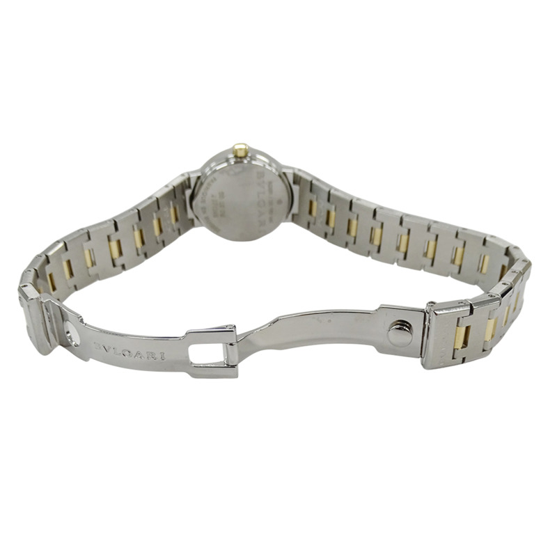 寶格麗女士腕錶，品牌：日期石英QZ不鏽鋼錶殼，金色和黃色BB23SG，拋光-3