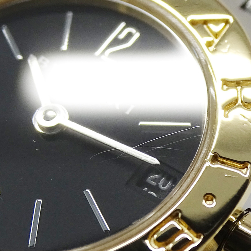 寶格麗女士腕錶，品牌：日期石英QZ不鏽鋼錶殼，金色和黃色BB23SG，拋光-5