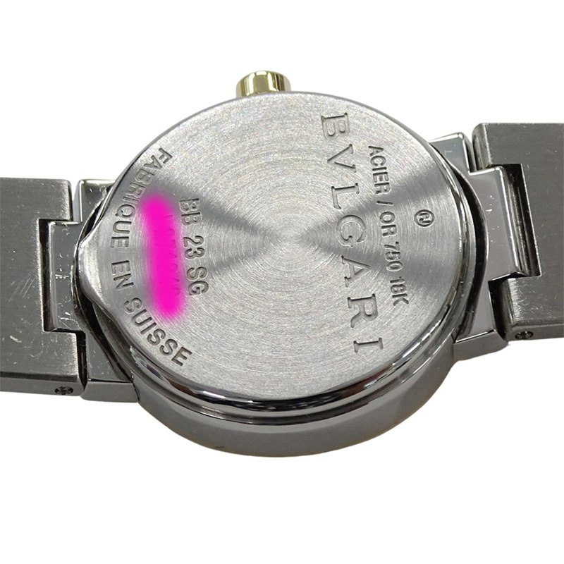 寶格麗女士腕錶，品牌：日期石英QZ不鏽鋼錶殼，金色和黃色BB23SG，拋光-6