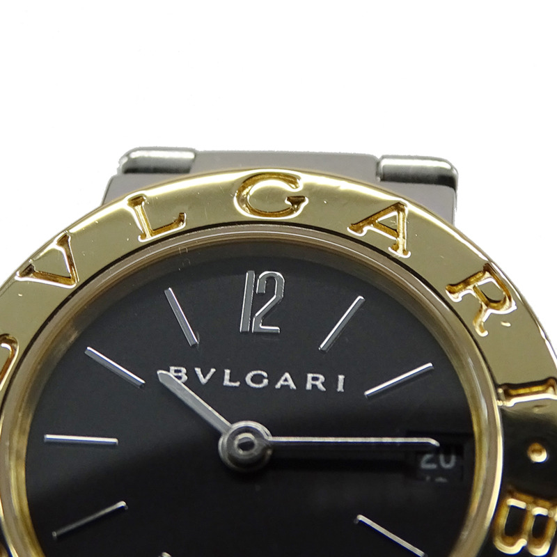 寶格麗女士腕錶，品牌：日期石英QZ不鏽鋼錶殼，金色和黃色BB23SG，拋光-12