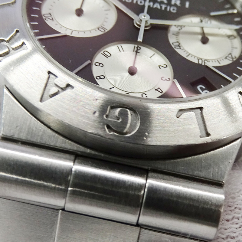 寶格麗 Diagono Sport 男士自動計時腕錶，不鏽鋼材質，AT，CH35S，銀/黑色，拋光-13