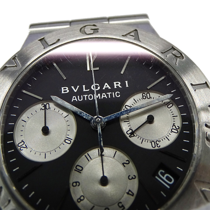 寶格麗 Diagono Sport 男士自動計時腕錶，不鏽鋼材質，AT，CH35S，銀/黑色，拋光-14