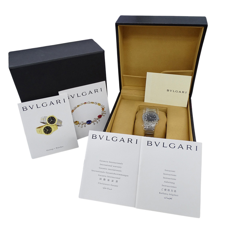 寶格麗女士腕錶，品牌：寶格麗，12鑽石英機芯，不銹鋼，SS，BB26SS，銀/黑色，拋光-6