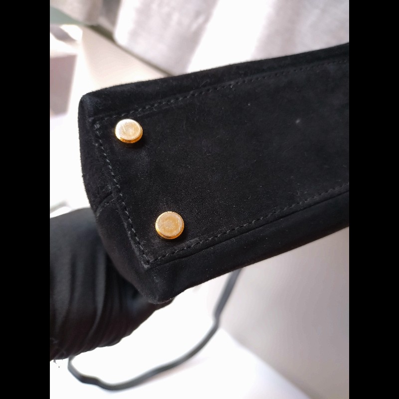 Ferragamo 金釦黑麂皮下蓋復古兩用包-14