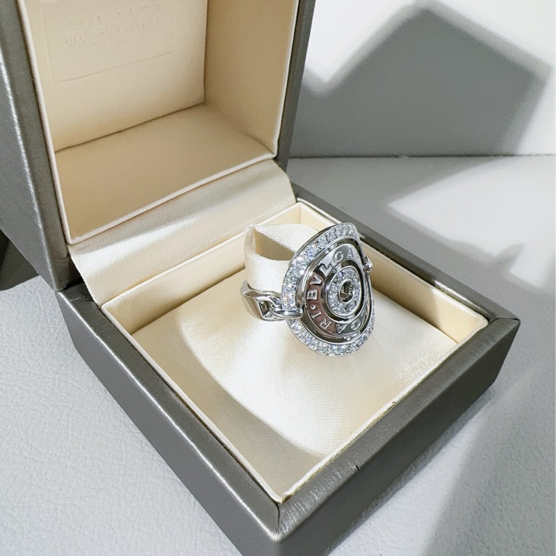 Bvlgari宝格丽 镶钻白金盾牌戒指-2