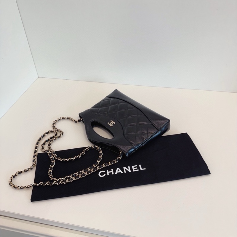 【閒置🆕帶膜】Chanel 24c黑金31bag mini 手提包 斜挎包 單肩包-4