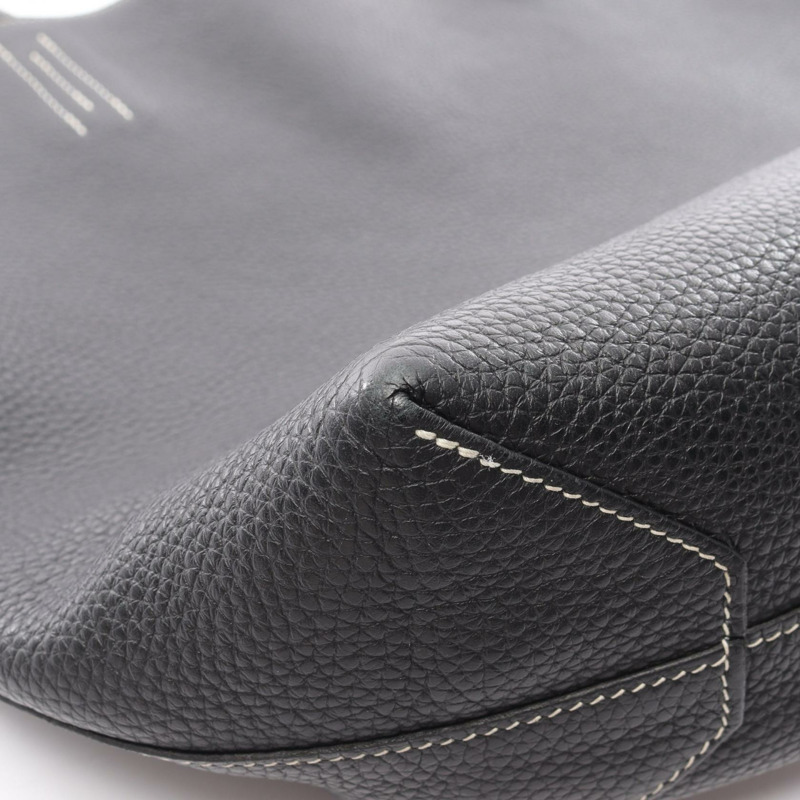 愛馬仕 Double Sense 45 手提包 062270CA Clemence 皮革 黑色 海軍藍 二手 Y-10