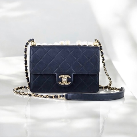 「JL精品代購」9新 Chanel 香奈兒透明珍珠logo包