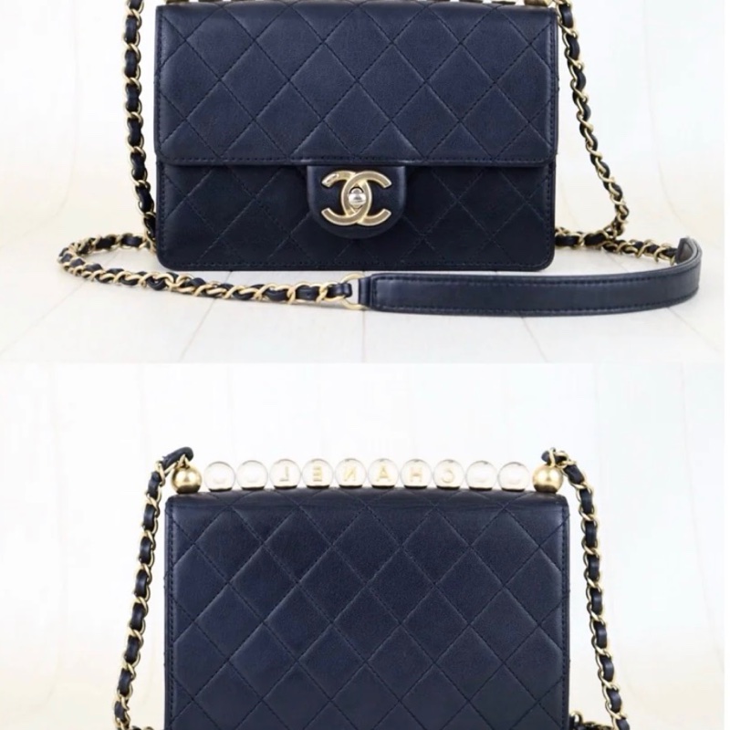 「JL精品代購」9新 Chanel 香奈兒透明珍珠logo包-1