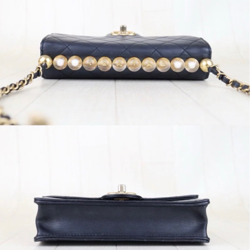 「JL精品代購」9新 Chanel 香奈兒透明珍珠logo包-3