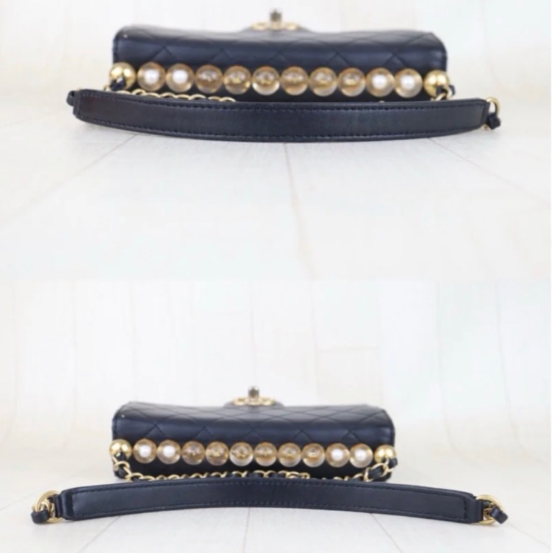 「JL精品代購」9新 Chanel 香奈兒透明珍珠logo包-7