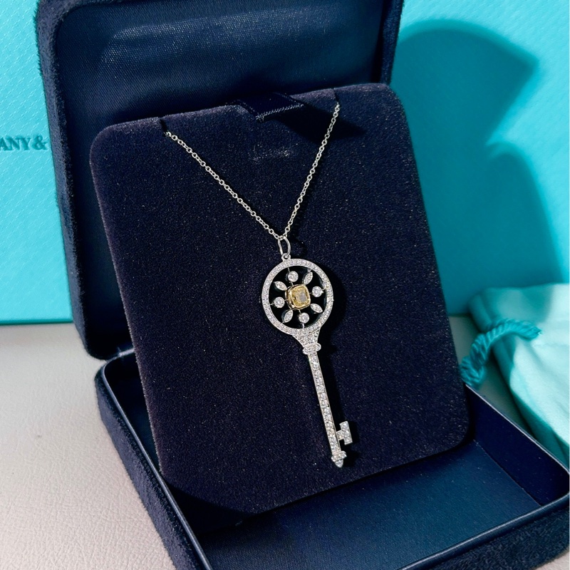 Tiffany蒂芙尼 Keys系列 白金满钻万花筒钥匙项链-2