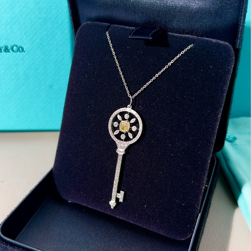 Tiffany蒂芙尼 Keys系列 白金满钻万花筒钥匙项链-3