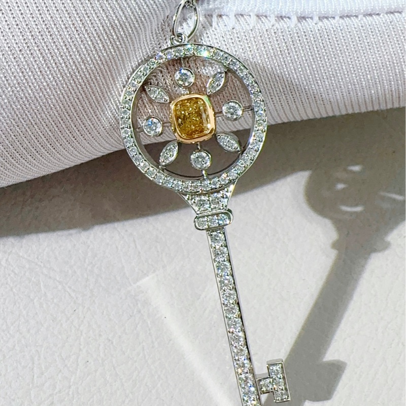 Tiffany蒂芙尼 Keys系列 白金满钻万花筒钥匙项链-4