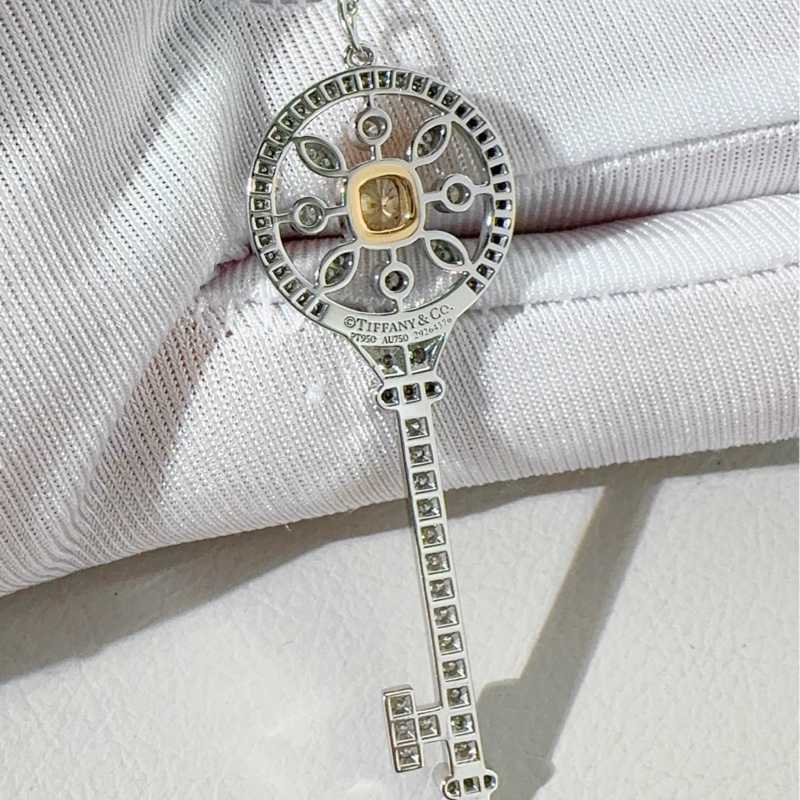 Tiffany蒂芙尼 Keys系列 白金满钻万花筒钥匙项链-5