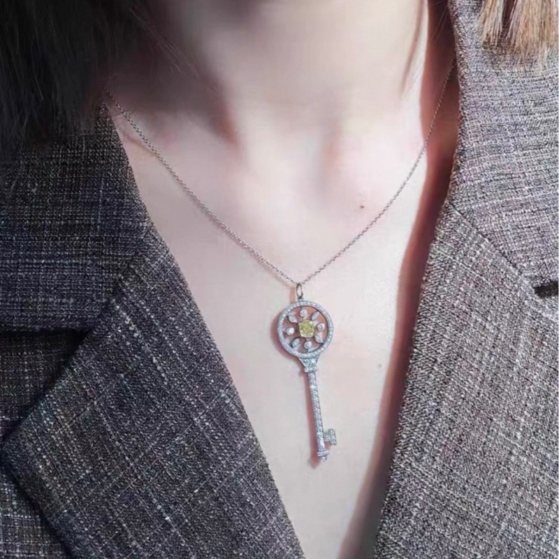 Tiffany蒂芙尼 Keys系列 白金满钻万花筒钥匙项链-6