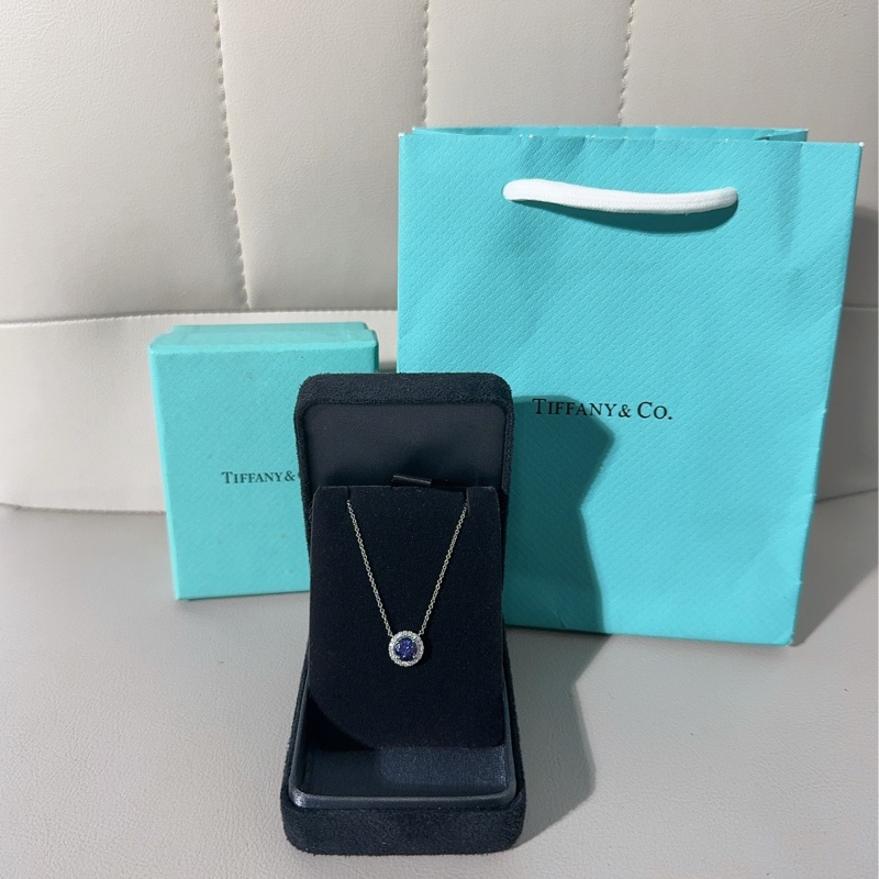 Tiffany蒂芙尼 Soleste系列 铂金满钻蓝宝石项链-0