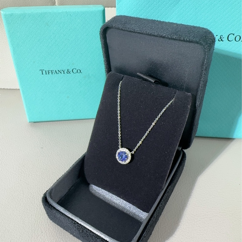 Tiffany蒂芙尼 Soleste系列 铂金满钻蓝宝石项链-3