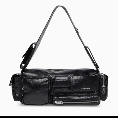 BALENCIAGA MEN'S SUPERBUSY SLING BAG SMALL IN BLACK