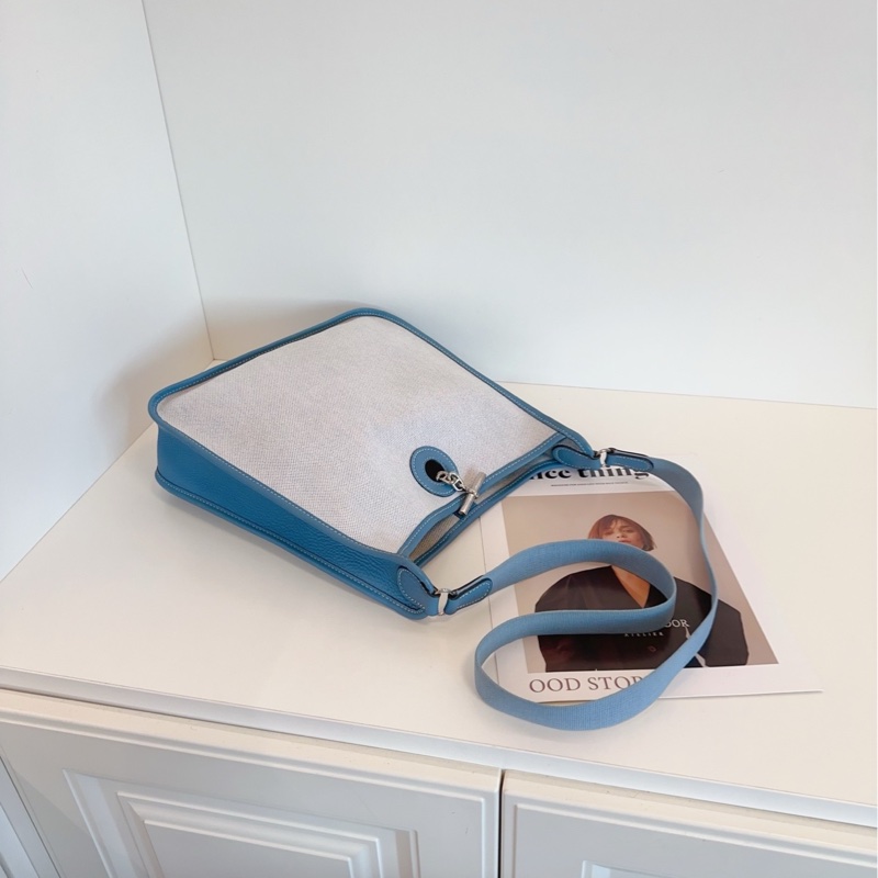 【98新🆕】Hermes vespa 藍色帆布拼皮單肩包-8