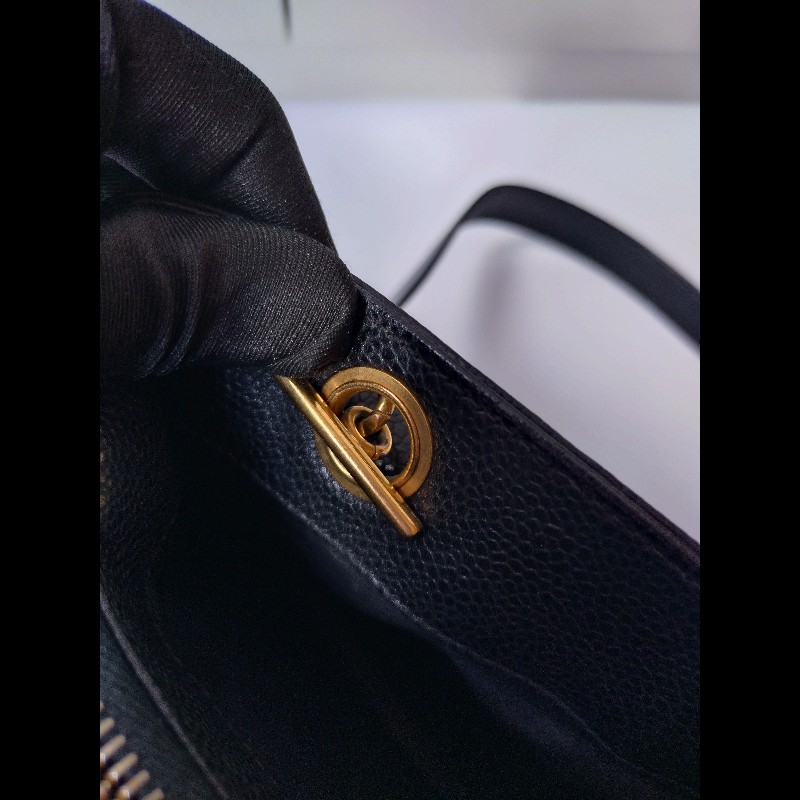 Chanel 金鍊黑荔枝皮金球復古肩側包-27