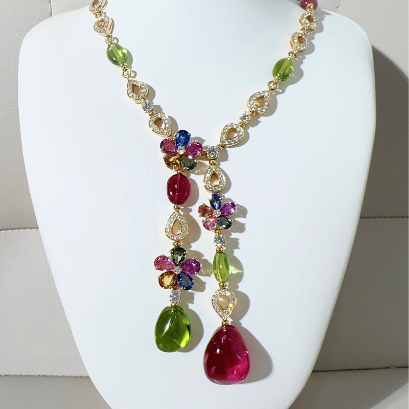 Bvlgari宝格丽 Sapphire Flower系列 高珠彩宝项链-4