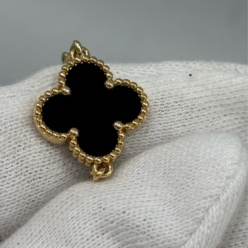 VCA Van Cleef & Arpels alhambra 梵克雅寶 四葉草幸運草 750黃K金 黑瑪瑙 5花 手鍊-8