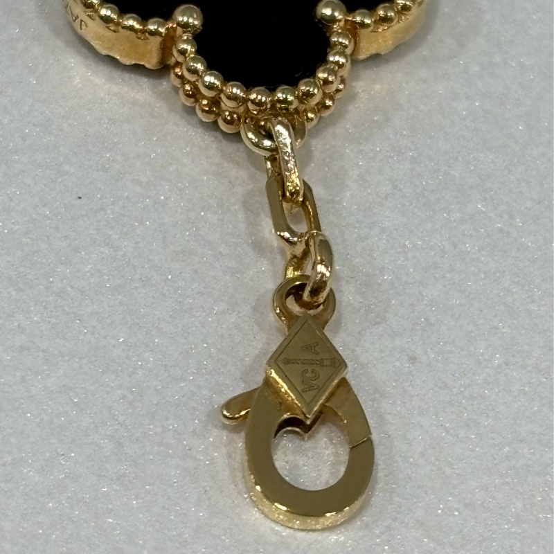 VCA Van Cleef & Arpels alhambra 梵克雅寶 四葉草幸運草 750黃K金 黑瑪瑙 5花 手鍊-20