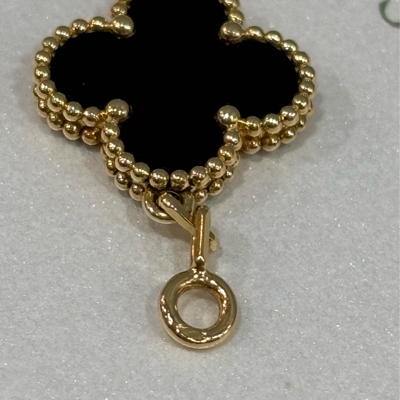 VCA Van Cleef & Arpels alhambra 梵克雅寶 四葉草幸運草 750黃K金 黑瑪瑙 5花 手鍊-21