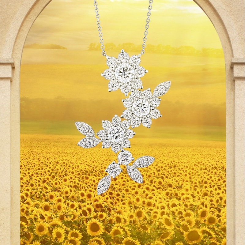 Harry Winston海瑞温斯顿 Sunflower系列 太阳花三蕊项链-6