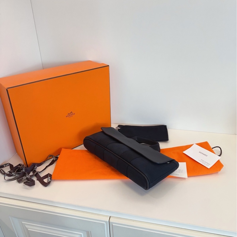 【98新🆕】Hermes valparaiso 黑色蘑菇包🍄so black 帆布拼皮 橫版子母手提包-8