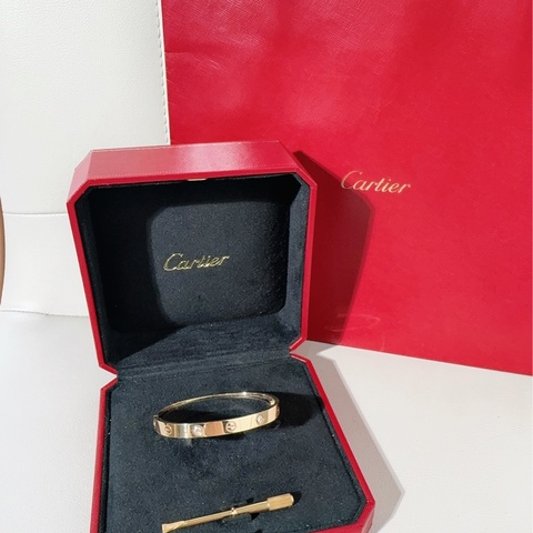 Cartier卡地亚 love系列 玫瑰金四钻手镯