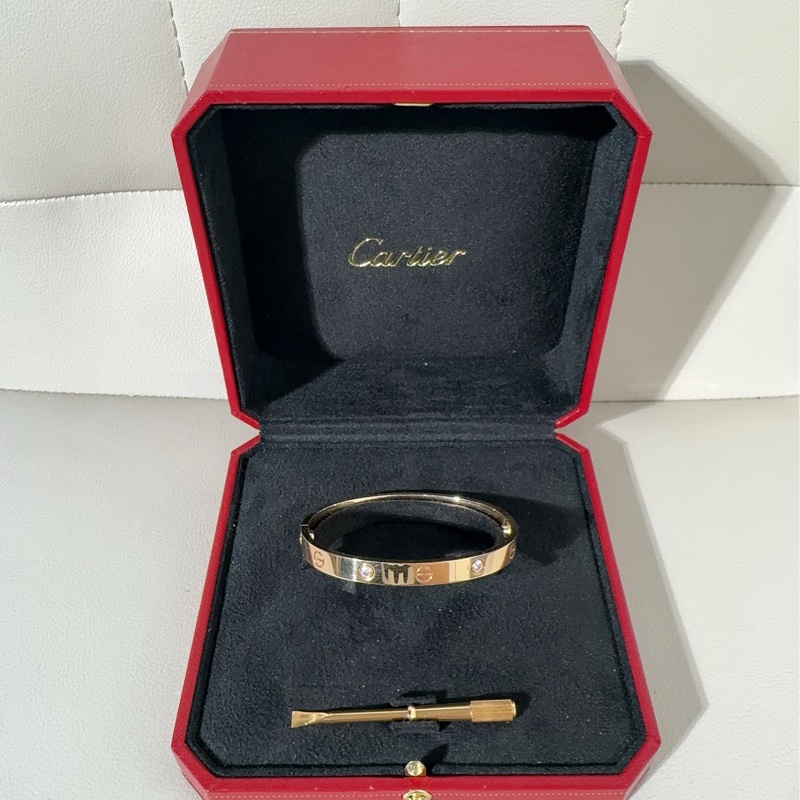 Cartier卡地亚 love系列 玫瑰金四钻手镯-1