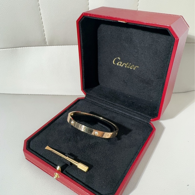 Cartier卡地亚 love系列 玫瑰金四钻手镯-3