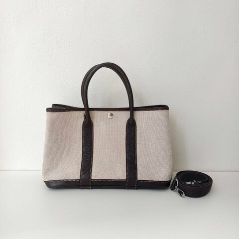 Hermes 愛馬仕 花園30 框m 黑白帆布包