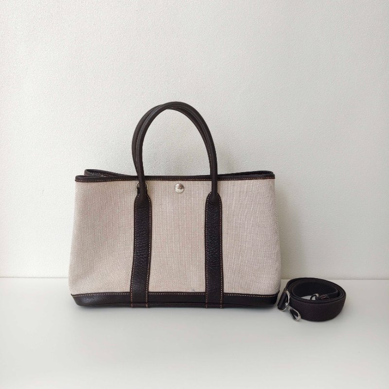 Hermes 愛馬仕 花園30 框m 黑白帆布包-0