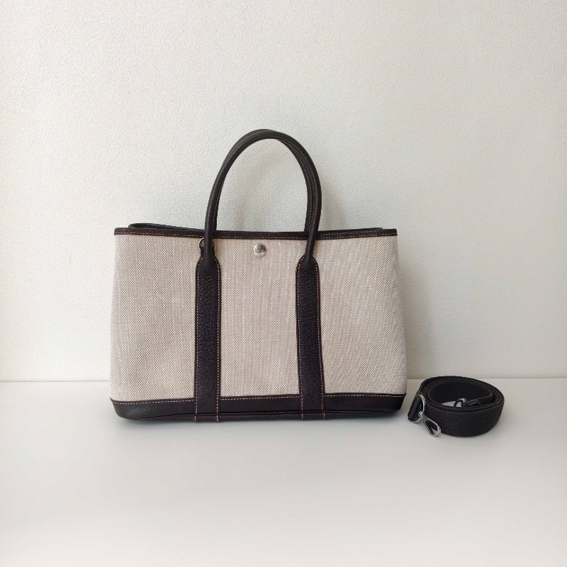 Hermes 愛馬仕 花園30 框m 黑白帆布包-1