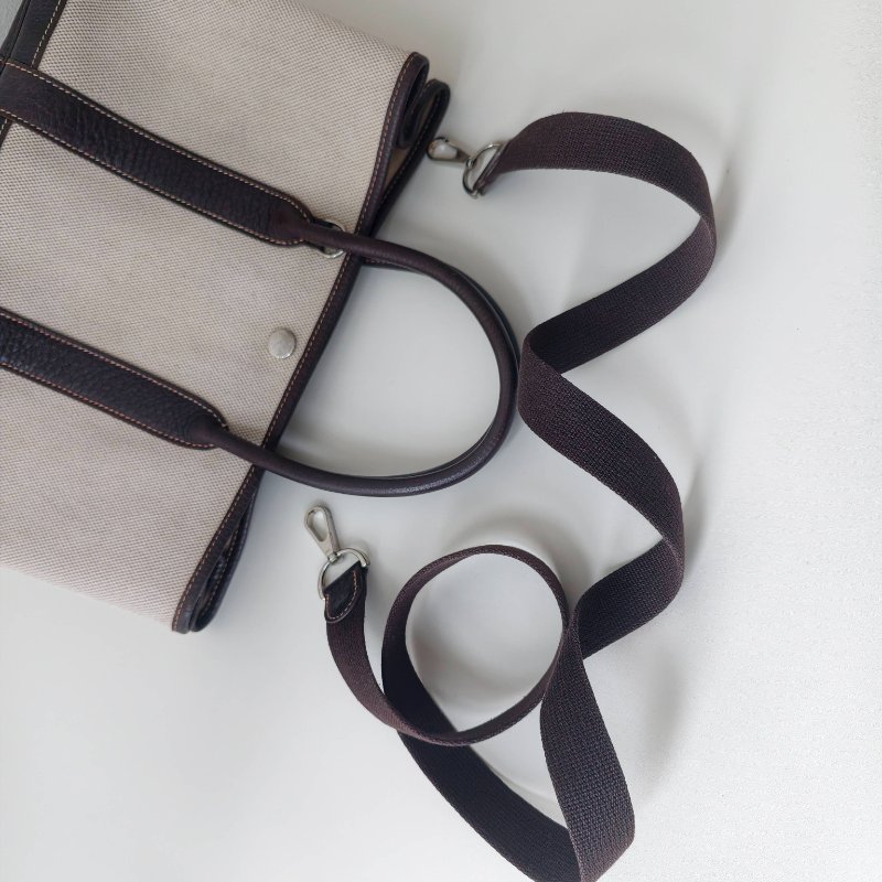 Hermes 愛馬仕 花園30 框m 黑白帆布包-7