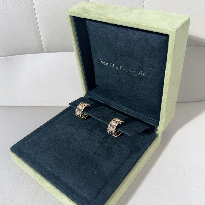 VCA梵克雅宝 Perlee 系列 玫瑰金满钻万花筒耳环-3