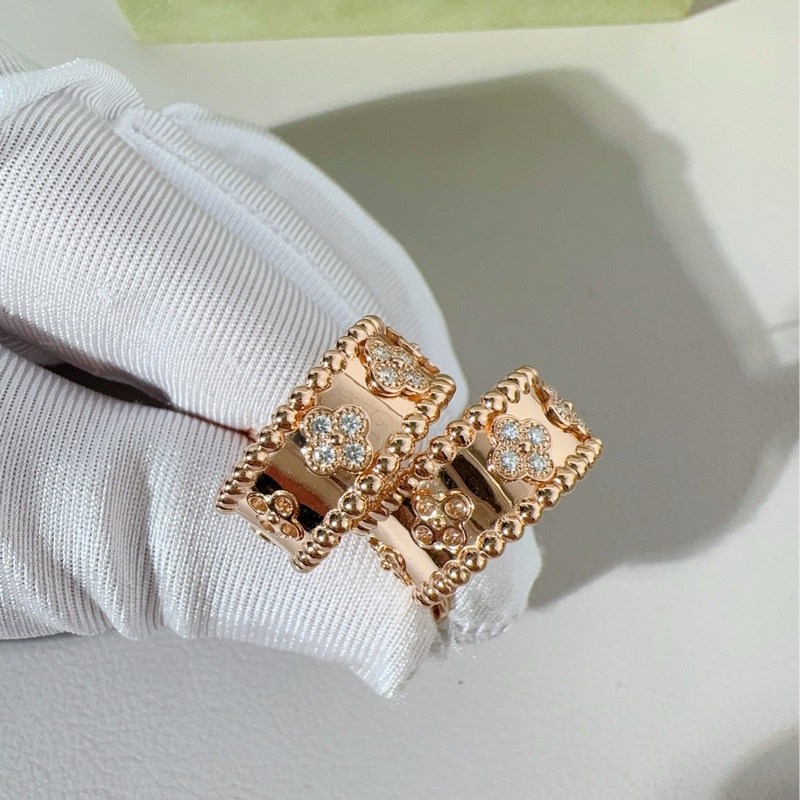 VCA梵克雅宝 Perlee 系列 玫瑰金满钻万花筒耳环-5